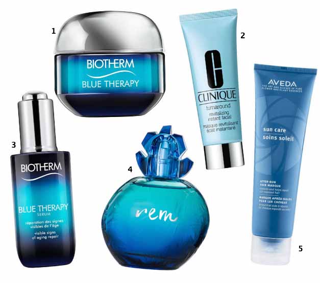 Bleu et produits beauté: Signe d'hydratation