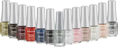 le coffret beauté de Noël contient 6 mini vernis innoxa