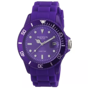 Couleur 2018 ultraviolet : Dope montre madison en caoutchouc et argent